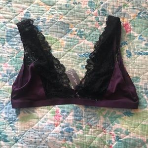 NWT Large Purple & Black Lace trim bralette